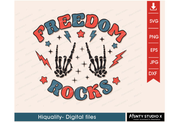Freedom Rocks SVG, Rocker Skeleton SVG Graphics