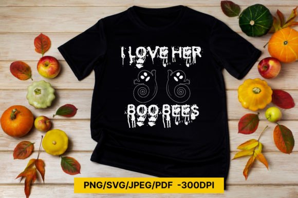 I Love Her Boo Bees Halloween Graphics