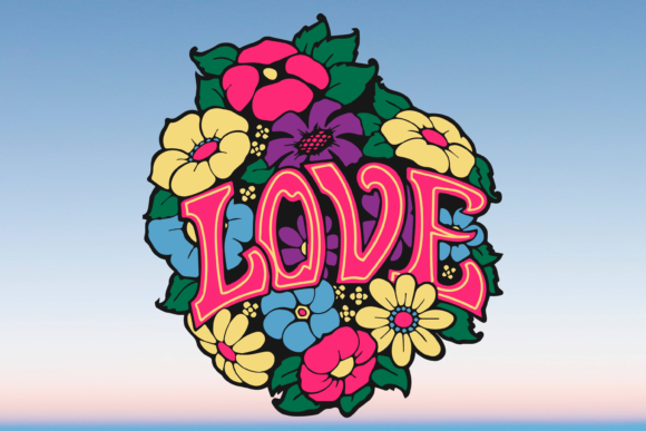 Love Flower Power Floral Retro Boho Svg