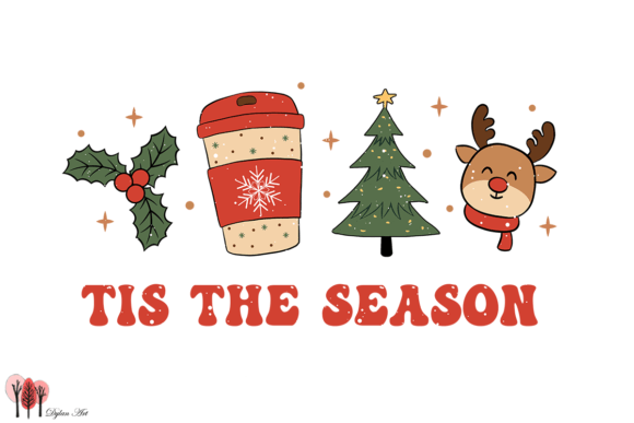 Retro Christmas Coffee SVG PNG: Graphics for Holiday Crafts